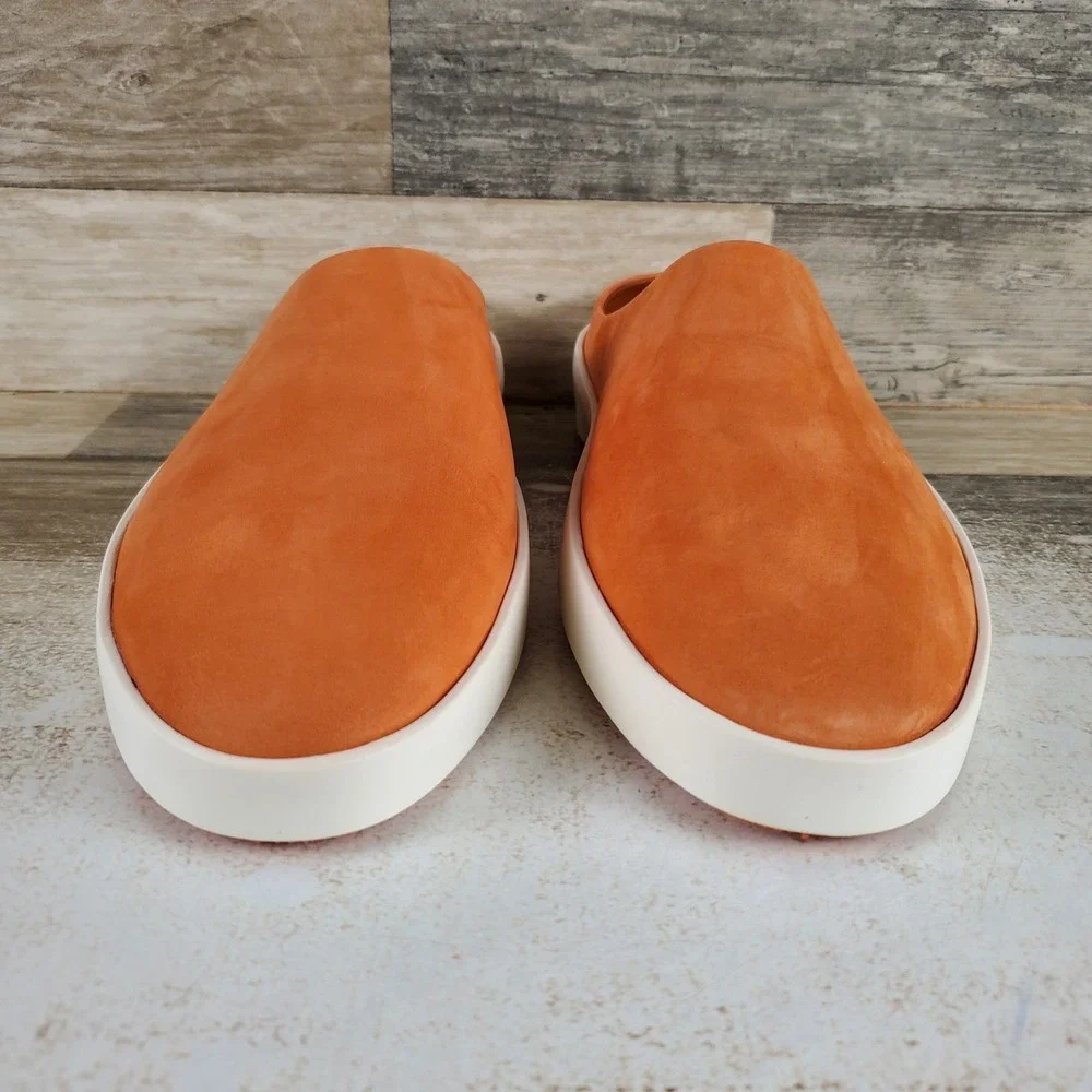 Wolf & Shepherd Cruise Mens Mule Casual Shoes Sz 9 Orange Nubuck Leather Slip On
